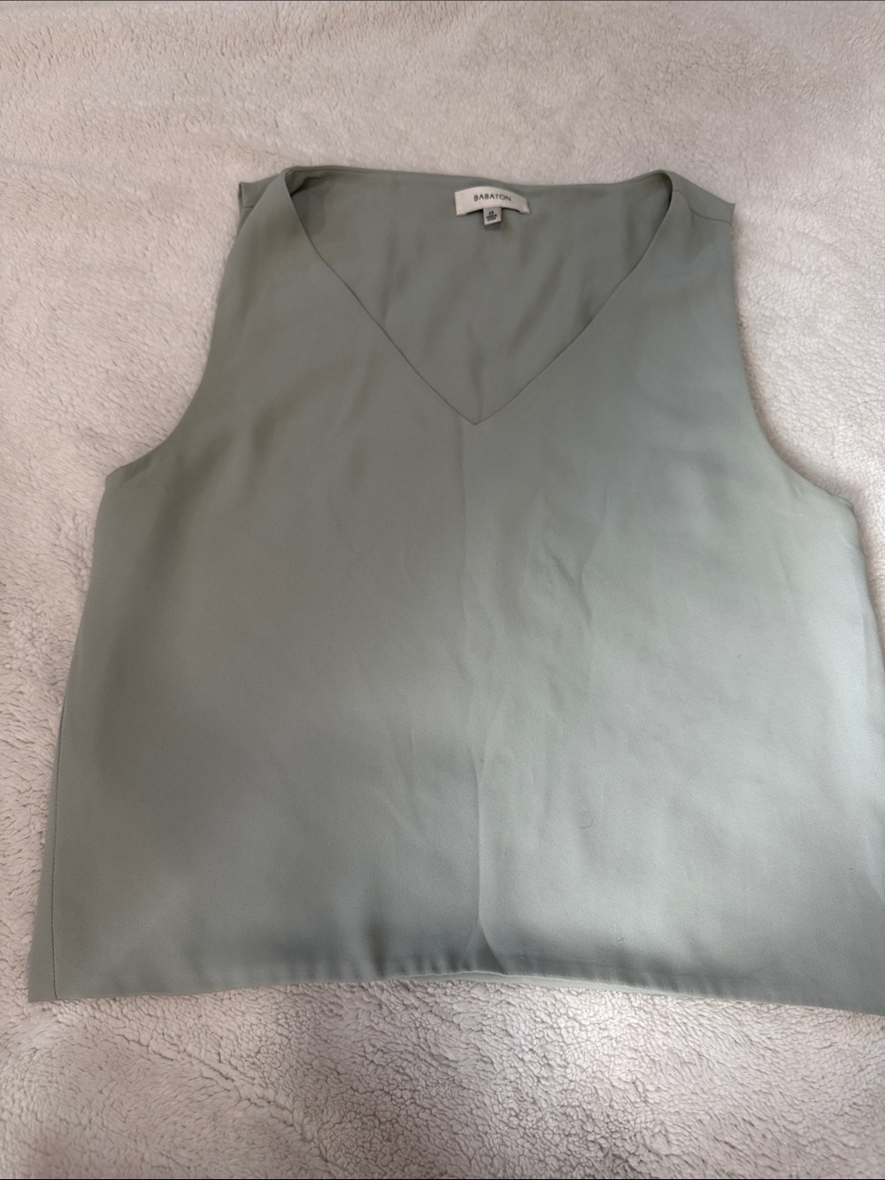 Babaton Light Sage Green V-Neck Sleeveless Top